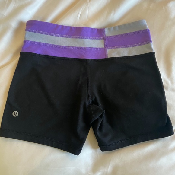 Lululemon Purple and Black Groove Shorts - Picture 4 of 5